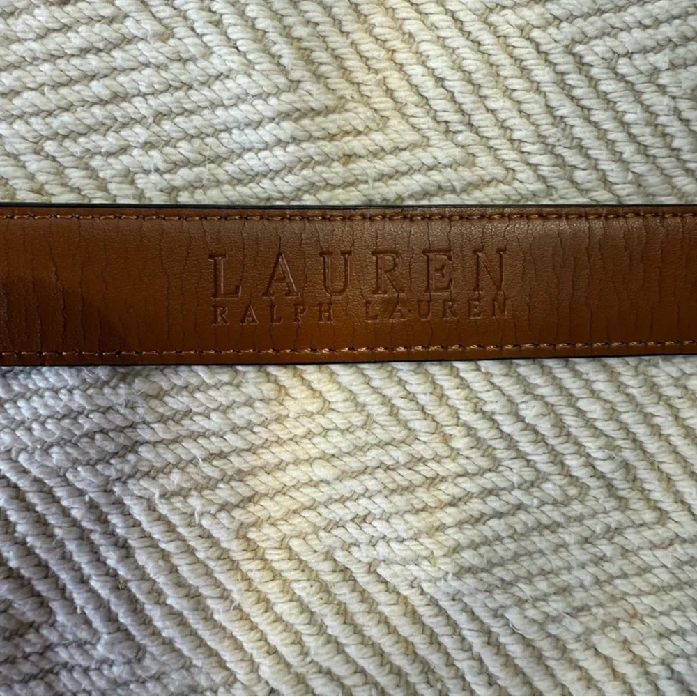 Ralph Lauren Black Leather letter opener Belt with Gold Buckle